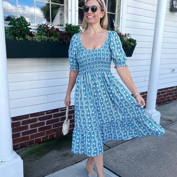 Hill House Home Trailing Vines Blue Midi Nap Dress